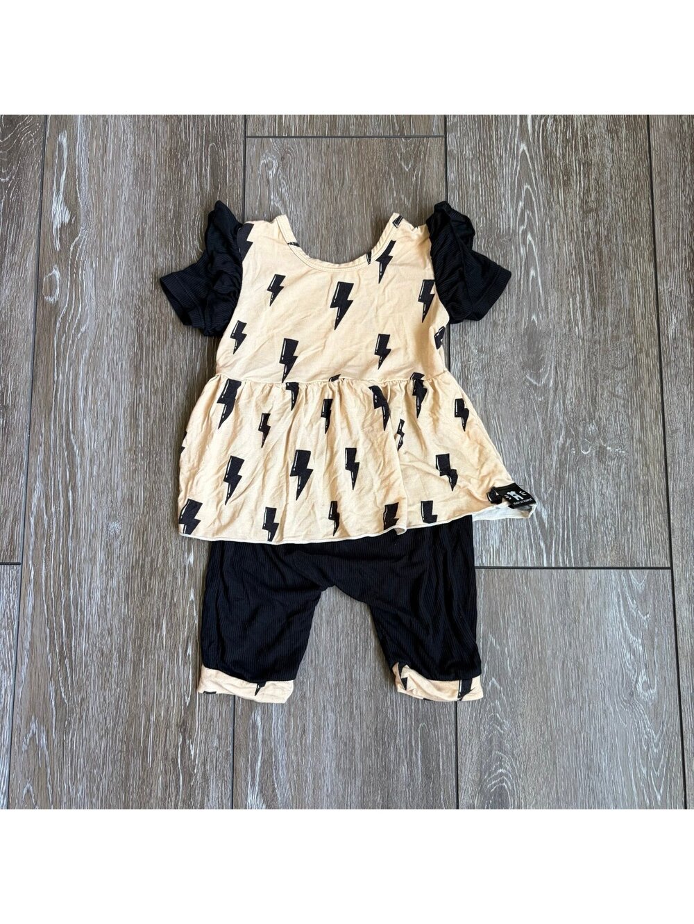 Ready‎ Set Romper Lightning Bolt Print